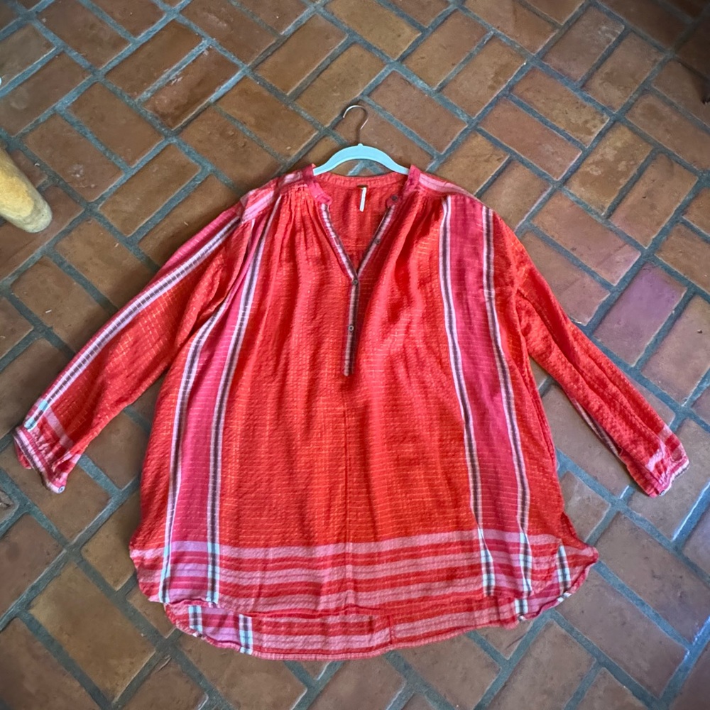 Red Striped Women's oversized dress